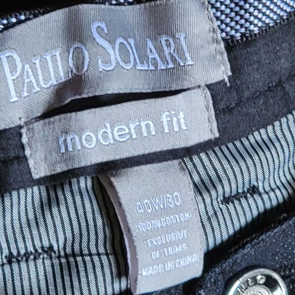 Paulo Solari Modern Fit Mens Black Cotton Pants 40W X 30L - Picture 4 of 11